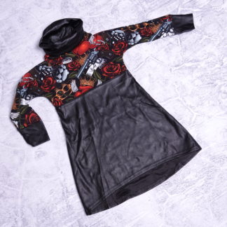Tattoo cozy dress met nep leer maat 4 jaar (104)