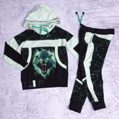 Neon wolf allover hoody +trailer joggers 6 years (116) - Afbeelding 4