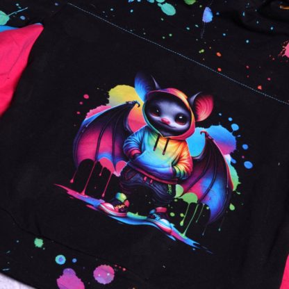 Stoere vleermuis hoody met vleugels maat 7 jaar (122) - Afbeelding 3