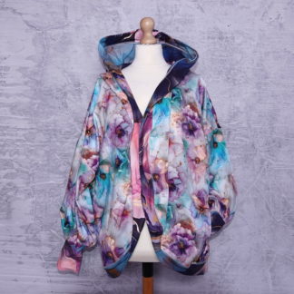 Ellis cardigan maat XL floral french terry met capuchon en zakken