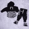 Zwart wit krabbel baby setje maat newborn met 3" booties