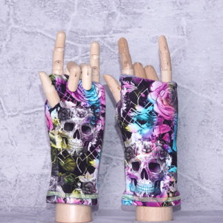 Regenboog skulls handschoenen zachtgevoerd maat L