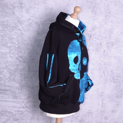 Turkoise blue skulls cropped hoody maat 42 (XL) - Afbeelding 6