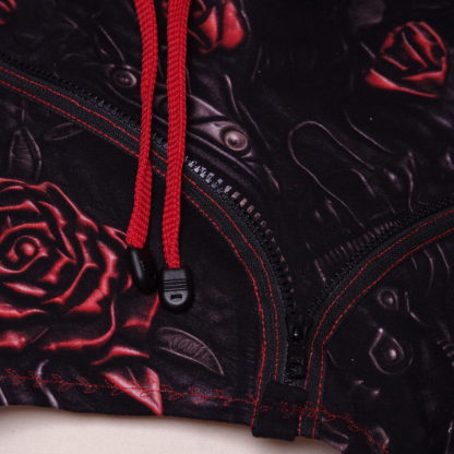 Leather look and roses  Honey top met capuchon maat L (40) US 10 UK 12 ) - Afbeelding 3