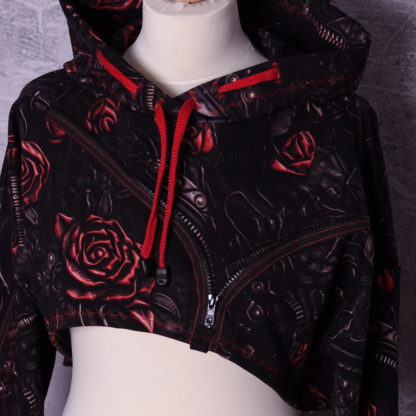 Leather look and roses  Honey top met capuchon maat L (40) US 10 UK 12 ) - Afbeelding 4