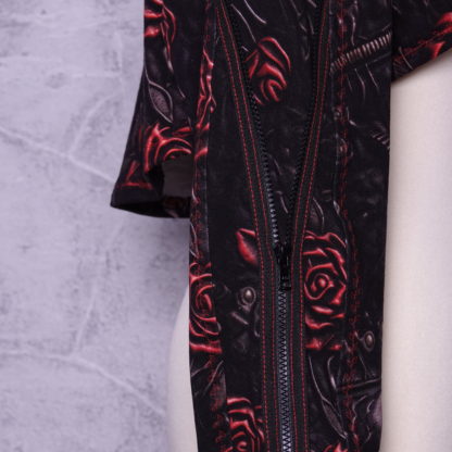Leather look and roses  Honey top met capuchon maat L (40) US 10 UK 12 ) - Afbeelding 6