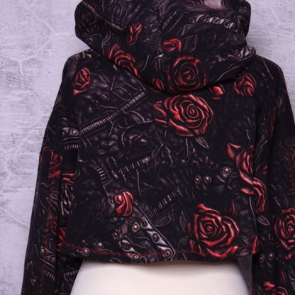 Leather look and roses  Honey top met capuchon maat L (40) US 10 UK 12 ) - Afbeelding 9