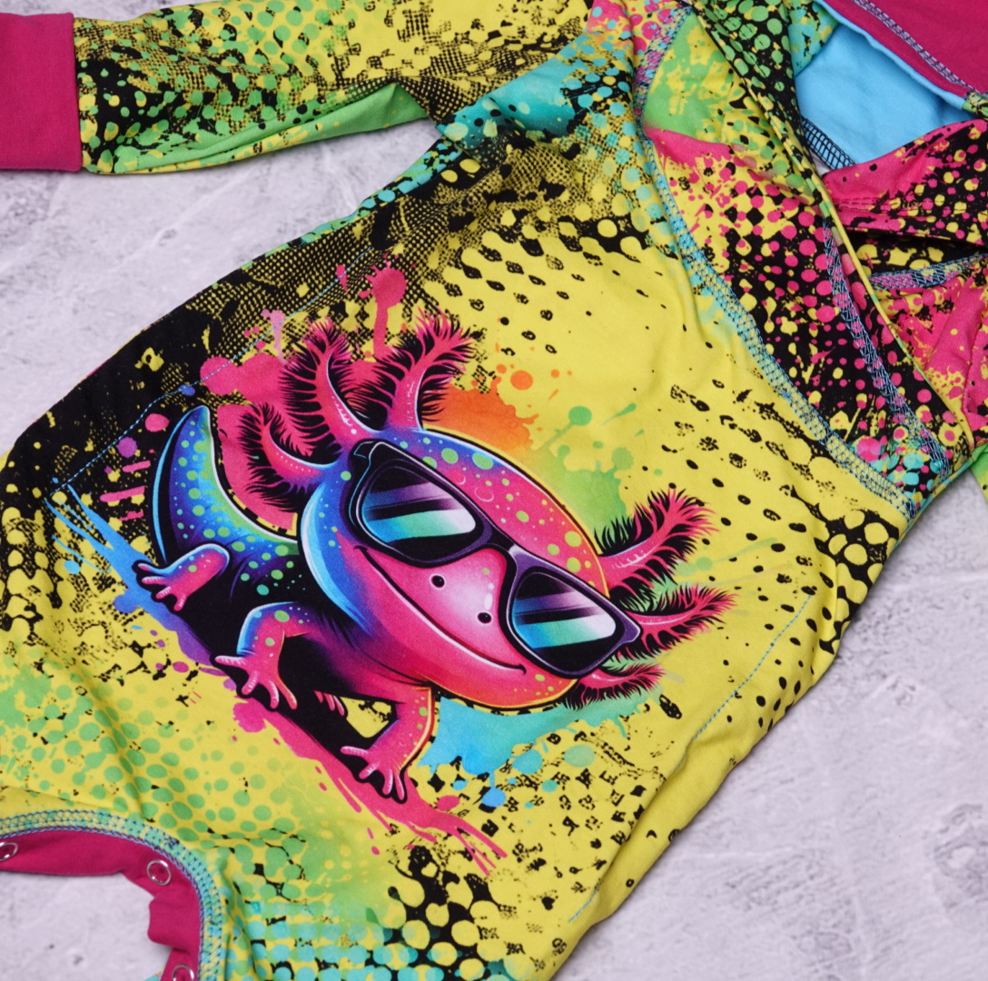 Detail axolotl zomer groeiromper closeup